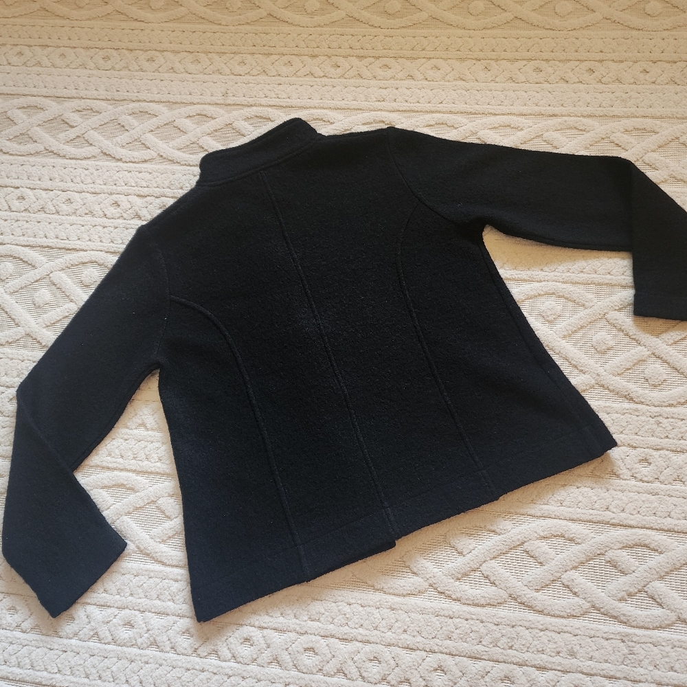 L Black Boiled Wool Jacket - Picture 4 of 10